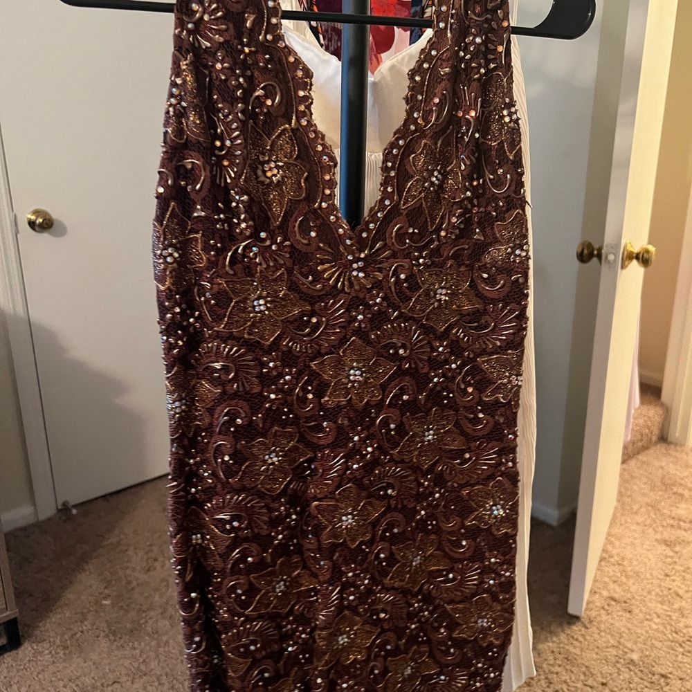 Elegant Brown Lace Dress